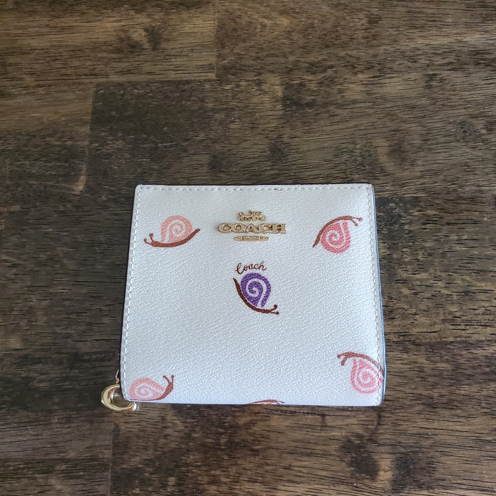 Coach White and Pink Snail Print Wallet